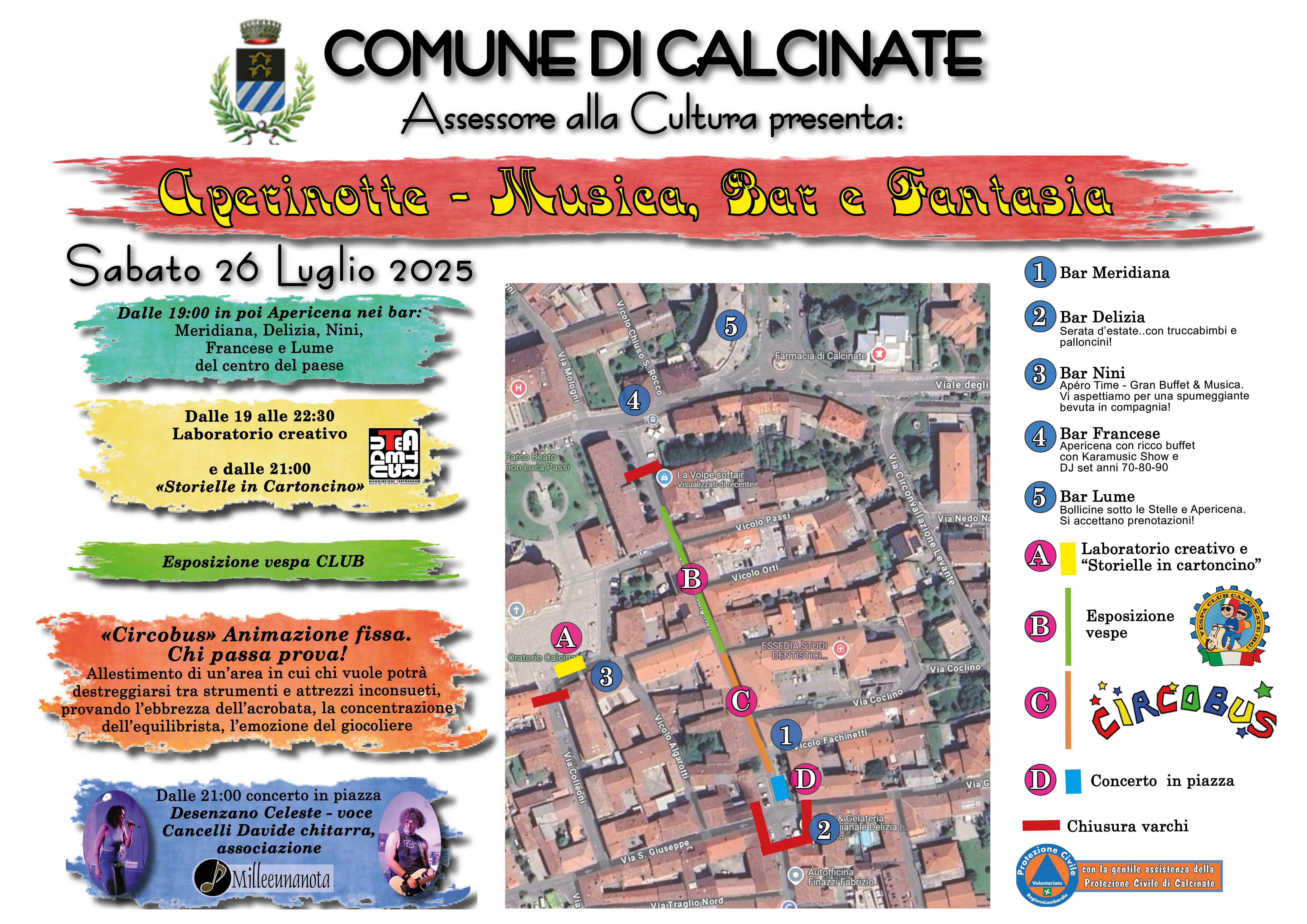 Immagine che raffigura Sabato 26 luglio 2025 – “Aperinotte: Musica, Bar e Fantasia” a Calcinate
